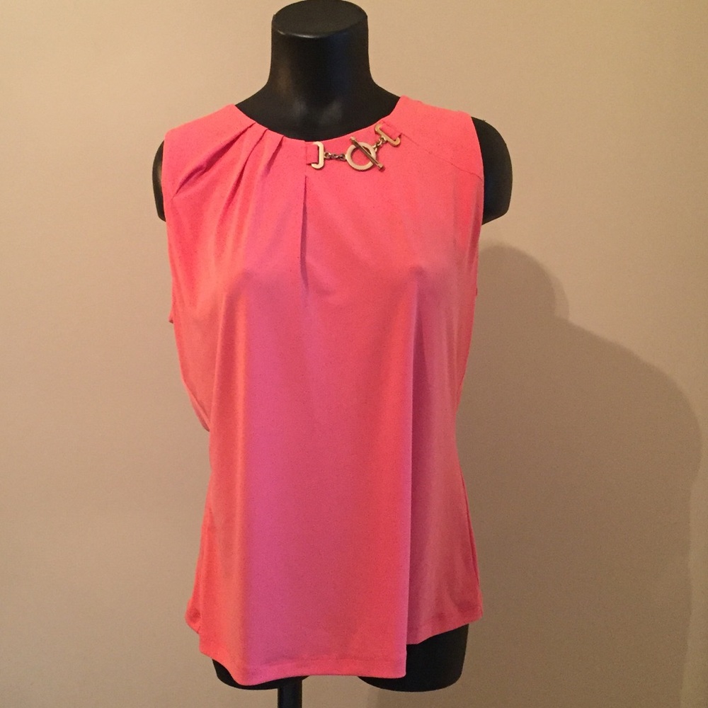 Coral Top with Gold Embellishments